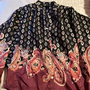 Lucky silk burgundy and black blouse size small
